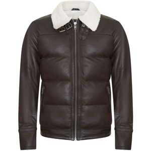 Infinity Leather Mens Quilted Biker Puffer Jacket - Brasilia - Brown - Size Medium