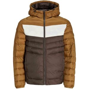 Jack & Jones Mens Quilted Puffer Jacket - Brown - Size Medium