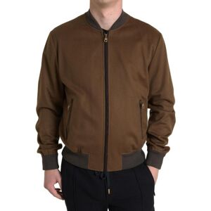 Dolce & Gabbana Mens Brown Cashmere Full Zip Bomber Jacket - Size It 46 (Men'S)