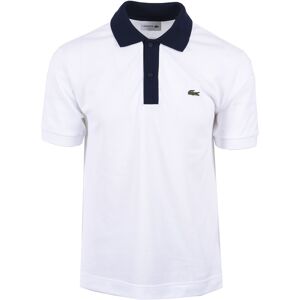 Lacoste Mens Short Sleeved Contrast Collar Polo White/navy Blue - Size X-Large
