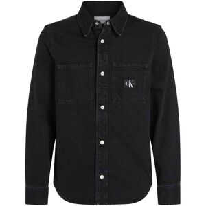 Calvin Klein Mens Logo Patch Denim Shirt In Black Cotton - Size 2xl