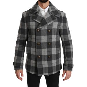 Dolce & Gabbana Mens Check Wool Cashmere Double Breasted Jacket - Grey - Size It 44 (Men'S)