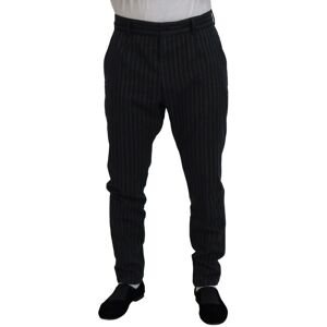 Dolce & Gabbana Mens Dark Gray Stripes Dress Pants - Dark Grey Cotton - Size It 52 (Men'S)