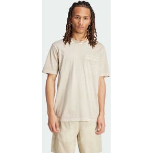 Adidas Originals Mens Trefoil Essentials + Dye Pocket Tee - Beige Cotton - Size Medium