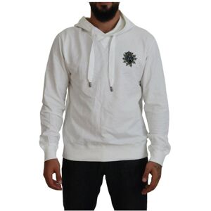 Dolce & Gabbana Mens White Cotton Hooded Sweatshirt Logo Sweater - Size It 48 (Mens)