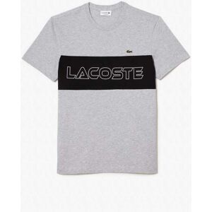 Lacoste Mens Regular-Fit Colour Block Print T-Shirt In Colourblock - Grey Cotton - Size Small