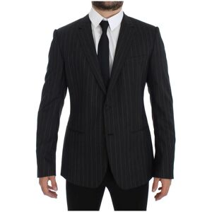 Dolce & Gabbana Mens Gray Striped Slim Fit Wool Blazer - Grey Material_wool1 - Size It 50 (Mens)