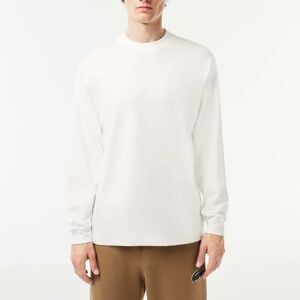 Lacoste Mens Long Sleeve Loose Fit Cotton T-Shirt In Cream - Size 3xl
