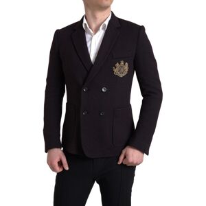 Dolce & Gabbana Mens Black Logo Embroidery Double Breasted Blazer - Size It 48 (Men'S)