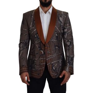 Dolce & Gabbana Mens Bronze Monkey Print Silk Slim Jacket Blazer - Brown Material_silk - Size It 46 (Mens)