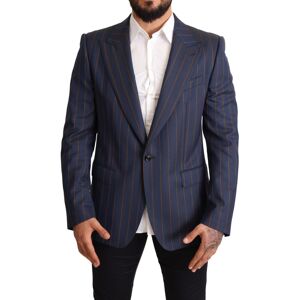 Dolce & Gabbana Mens Striped Slim Fit Wool Blazer Jacket - Blue - Size It 54 (Men'S)