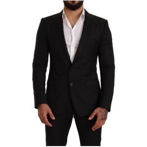 Dolce & Gabbana Mens Black Check Martini Slim Fit 2 Piece Suit Material_wool1 - Size It 44 (Mens)