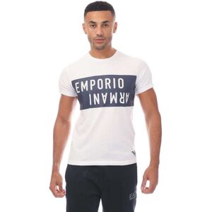 Emporio Armani Mens Crewneck T-Shirt In White Navy - Blue & White Cotton - Size X-Large