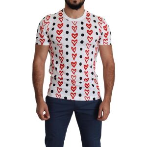 Dolce & Gabbana Mens White Hearts Print Cotton Top T-Shirt Material_cotton - Size It 48 (Mens)