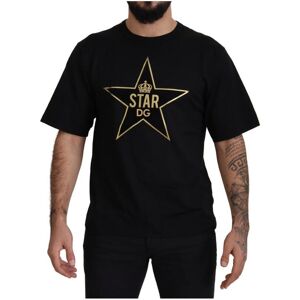 Dolce & Gabbana Mens Black Gold Star Crown Dg Cotton Crewneck T-Shirt - Size X-Small