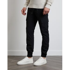 Threadbare Mens Black 'Prince' Cotton Cuffed Cargo Trousers - Size Medium