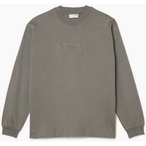 Lacoste Mens Long Sleeve Loose Fit Cotton T-Shirt In Grey - Size X-Small