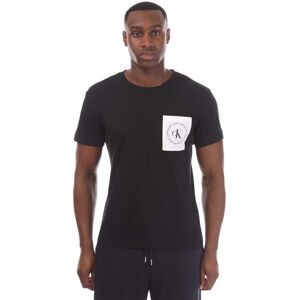 Calvin Klein Mens Round Logo Pocket T-Shirt In Black Cotton - Size Medium