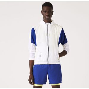 Lacoste Mens Colour-Block Windbreaker Jacket In White - Size Medium