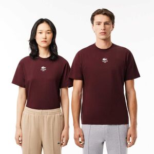 Lacoste Mens Signature Print Cotton T-Shirt In Red Maroon - Size X-Small