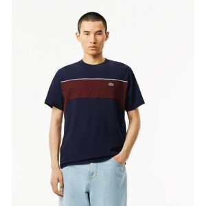 Lacoste Mens Cotton Colour-Block T-Shirt In Navy Red - Size Small