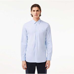 Lacoste Mens Slim Fit Striped Stretch Poplin Shirt In Light Blue Cotton - Size 15.75 Inch