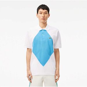 Lacoste Mens Classic Fit L.12.12 Argyle Polo Shirt In White Blue Cotton - Size Small