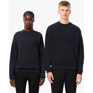 Lacoste Mens Loose Fit Washed Effect Fleece Sweatshirt In Black Cotton - Size Small