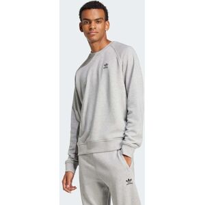 Adidas Originals Mens Trefoil Essentials French Terry Crew Sweatshirt - Light Grey Cotton - Size X-Small