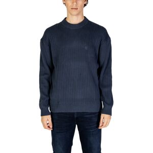 Calvin Klein Jeans Mens Ribbed Knit Crewneck Sweater - Blue Cotton - Size 2xl