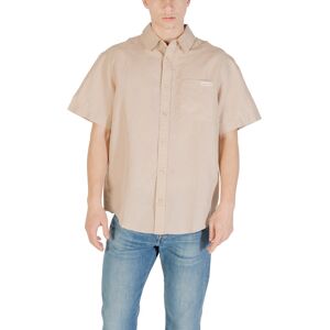 Calvin Klein Jeans Mens Short Sleeve Shirt Regular Fit Casual - Beige Cotton - Size Large