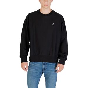 Calvin Klein Jeans Mens Round Neck Long Sleeve Cotton-Blend Sweatshirt - Black - Size Medium