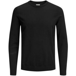 Jack & Jones Mens Crew Neck Jumper Long Sleeve Knitwear - Black Cotton - Size Small