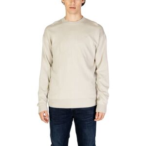 Calvin Klein Jeans Mens Crew Neck Embroidered Sweater - Beige Cotton - Size 2xl