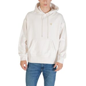 Calvin Klein Jeans Mens Hooded Sweatshirt With Front Pockets - White Cotton - Size X-Large