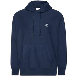 Calvin Klein Jeans Mens Hooded Sweatshirt With Front Pockets - Blue Cotton - Size Medium