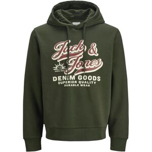 Jack & Jones Mens Printed Hoodie Logo Sweatshirt Pullover - Khaki - Size Small
