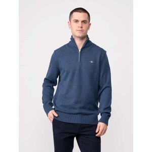 Gant Mens Casual Cotton Half Zip Jumper - Dark Blue - Size 2xl Gant Mens Casual Cotton Half Zip Jumper - Dark Blue - Size 2xl