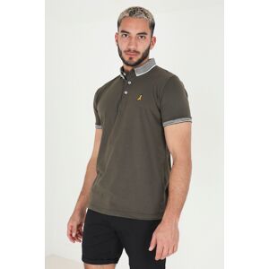 Brave Soul Mens Khaki 'Glover' Short Sleeve Jacquard Collar Jersey Polo Shirt Cotton - Size Medium Brave Soul Mens Khaki 'Glover' Short Sleeve Jacquard Collar Jersey Polo Shirt Cotton - Size Medium