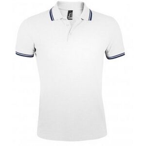 Sols Mens Pasadena Tipped Short Sleeve Pique Polo Shirt (White/navy) Cotton - Size Medium Sols Mens Pasadena Tipped Short Sleeve Pique Polo Shirt (White/navy) Cotton - Size Medium