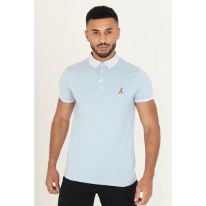Brave Soul Mens Pale Blue 'Glover' Short Sleeve Jacquard Collar Jersey Polo Shirt - Sky Blue Cotton - Size Small Brave Soul Mens Pale Blue 'Glover' Short Sleeve Jacquard Collar Jersey Polo Shirt - Sky Blue Cotton - Size Small