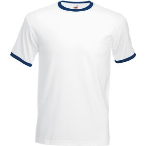 Fruit Of The Loom Mens Ringer Short Sleeve T-Shirt (White/navy) Cotton - Size Large Fruit Of The Loom Mens Ringer Short Sleeve T-Shirt (White/navy) Cotton - Size Large