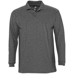 Sols Mens Winter Ii Long Sleeve Pique Cotton Polo Shirt (Charcoal Marl) - Size Small Sols Mens Winter Ii Long Sleeve Pique Cotton Polo Shirt (Charcoal Marl) - Size Small