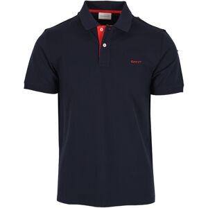 Gant Mens Contrast Collar Ss Polo Shirt Evening Blue Cotton - Size Large Gant Mens Contrast Collar Ss Polo Shirt Evening Blue Cotton - Size Large
