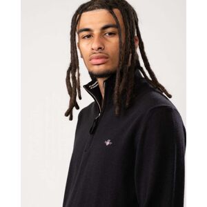 Gant Mens Superfine Lambswool Half Zip Cardigan - Black Material_wool - Size 2xl Gant Mens Superfine Lambswool Half Zip Cardigan - Black Material_wool - Size 2xl