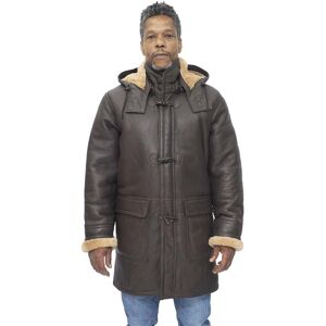 Infinity Leather Mens Sheepskin Hooded Duffle Coat-Hanko - Brown - Size Large Infinity Leather Mens Sheepskin Hooded Duffle Coat-Hanko - Brown - Size Large