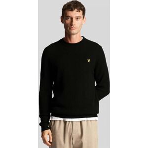Lyle & Scott Grid Knit Mens Crew Neck Jumper - Black - Size Large Lyle & Scott Grid Knit Mens Crew Neck Jumper - Black - Size Large
