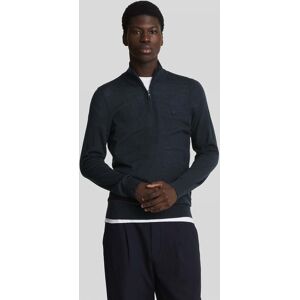 Lyle & Scott Tonal Eagle Merino Mens Quarter-Zip Jumper - Dark Navy Wool - Size 2xl Lyle & Scott Tonal Eagle Merino Mens Quarter-Zip Jumper - Dark Navy Wool - Size 2xl