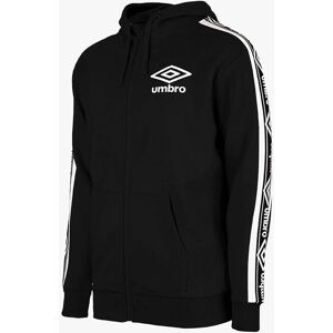 Umbro Long Sleeve Zip Up Black Mens Taped Hoodie Track Jacket 65506u Fl3 - Black/white Cotton - Size Large Umbro Long Sleeve Zip Up Black Mens Taped Hoodie Track Jacket 65506u Fl3 - Black/white Cotton - Size Large
