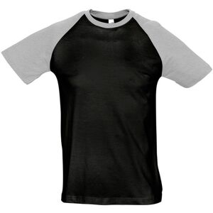 Sols Mens Funky Contrast Short Sleeve T-Shirt (Black/grey Marl) Cotton - Size 2xl Sols Mens Funky Contrast Short Sleeve T-Shirt (Black/grey Marl) Cotton - Size 2xl